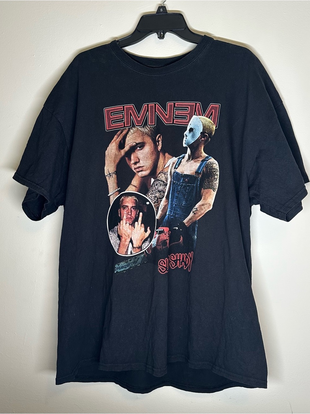 Eminem Graphic T-Shirt Slim Shady Double Sided Vintage Style Black Mens 2XL